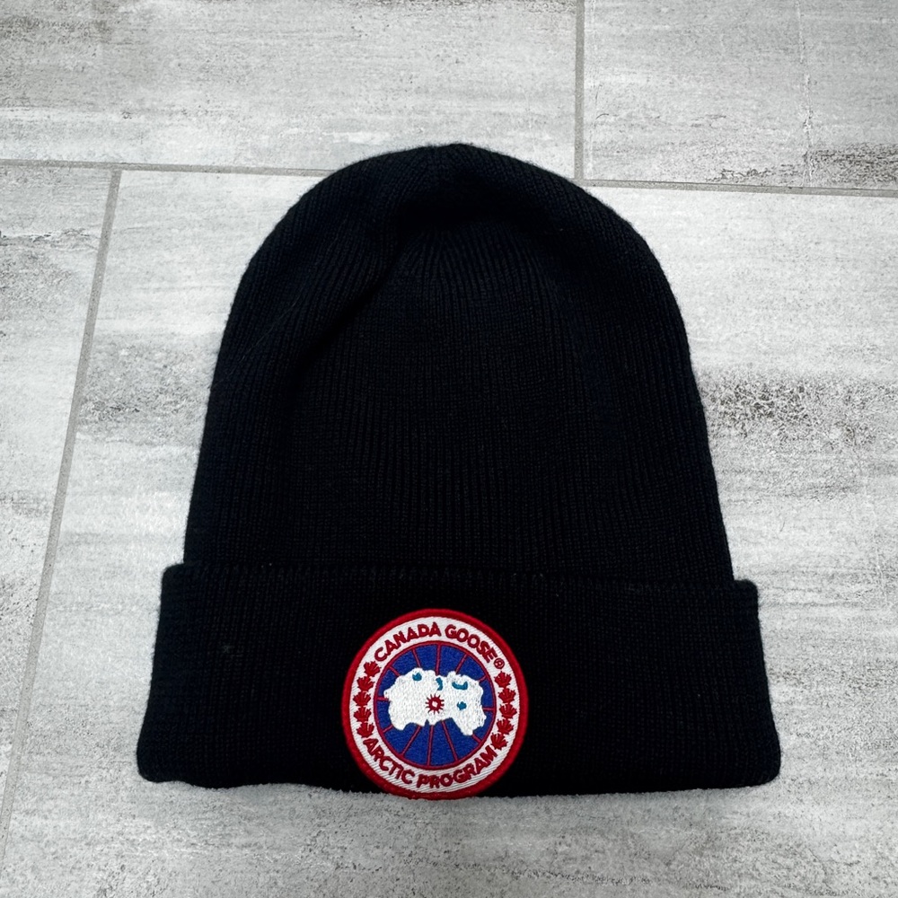 Canada Goose Black Knit Beanie Hat